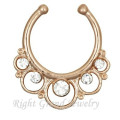 Rose Gold Plated Rhinestone Septum Clip Tribal Faux Septum